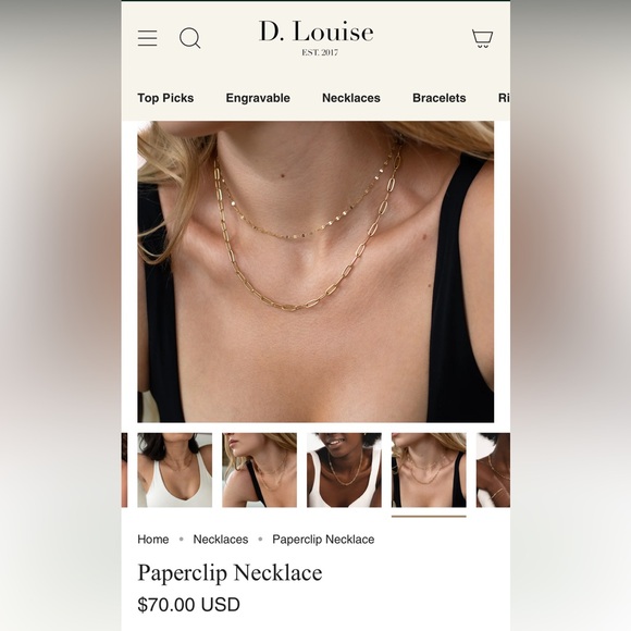 D. Louise Gold Paperclip Necklace WATERPROOF Jewelry ✨💦 - Picture 3 of 4